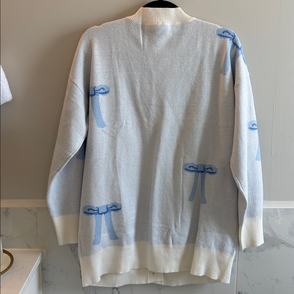 Blue bow Cardigan Sweater - Picture 3 of 3